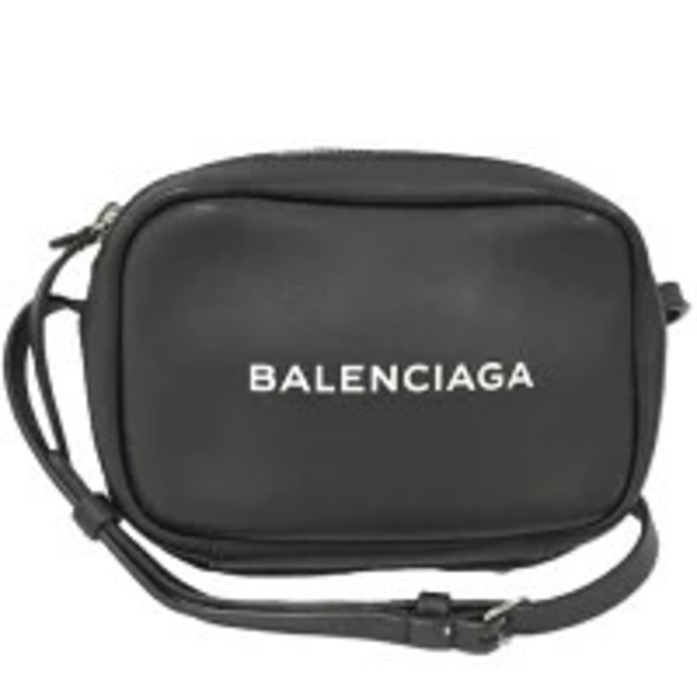 BALENCIAGA Camera Bag Shoulder Leather Black